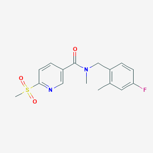 molecular formula C16H17FN2O3S B2869990 n-[(4-Fluoro-2-methylphenyl)methyl]-6-methanesulfonyl-n-methylpyridine-3-carboxamide CAS No. 2262391-90-0