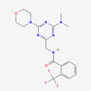 molecular formula C18H21F3N6O2 B2869999 N-((4-(dimethylamino)-6-morpholino-1,3,5-triazin-2-yl)methyl)-2-(trifluoromethyl)benzamide CAS No. 2034407-91-3