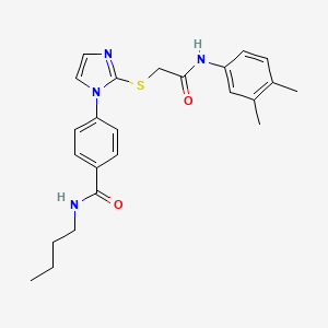molecular formula C24H28N4O2S B2870016 N-butyl-4-[2-({[(3,4-dimethylphenyl)carbamoyl]methyl}sulfanyl)-1H-imidazol-1-yl]benzamide CAS No. 1207013-64-6
