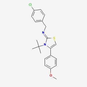 molecular formula C21H23ClN2OS B2870038 N-[3-(tert-butyl)-4-(4-methoxyphenyl)-1,3-thiazol-2(3H)-yliden](4-chlorophenyl)methanamine CAS No. 866010-04-0