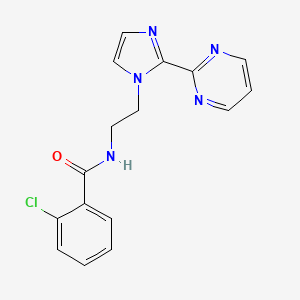 B2870057 2-chloro-N-(2-(2-(pyrimidin-2-yl)-1H-imidazol-1-yl)ethyl)benzamide CAS No. 1797085-82-5