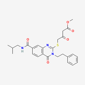 molecular formula C26H29N3O5S B2870062 methyl 4-({7-[(2-methylpropyl)carbamoyl]-4-oxo-3-(2-phenylethyl)-3,4-dihydroquinazolin-2-yl}sulfanyl)-3-oxobutanoate CAS No. 946323-06-4