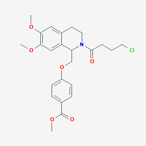 molecular formula C24H28ClNO6 B2870073 methyl 4-{[2-(4-chlorobutanoyl)-6,7-dimethoxy-1,2,3,4-tetrahydroisoquinolin-1-yl]methoxy}benzoate CAS No. 486452-53-3