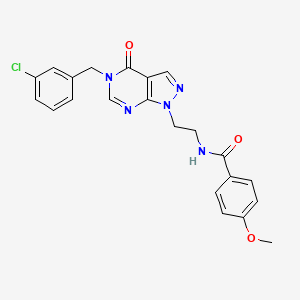 molecular formula C22H20ClN5O3 B2870103 N-(2-(5-(3-chlorobenzyl)-4-oxo-4,5-dihydro-1H-pyrazolo[3,4-d]pyrimidin-1-yl)ethyl)-4-methoxybenzamide CAS No. 921889-02-3