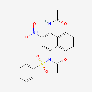 molecular formula C20H17N3O6S B2870115 N-(BENZENESULFONYL)-N-(4-ACETAMIDO-3-NITRONAPHTHALEN-1-YL)ACETAMIDE CAS No. 301655-02-7