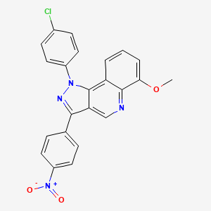 molecular formula C23H15ClN4O3 B2870211 1-(4-chlorophenyl)-6-methoxy-3-(4-nitrophenyl)-1H-pyrazolo[4,3-c]quinoline CAS No. 901044-96-0
