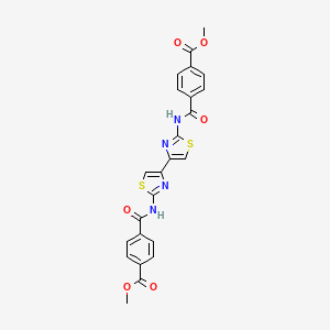 molecular formula C24H18N4O6S2 B2870232 methyl 4-[(4-{2-[4-(methoxycarbonyl)benzamido]-1,3-thiazol-4-yl}-1,3-thiazol-2-yl)carbamoyl]benzoate CAS No. 393838-81-8