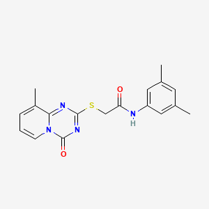molecular formula C18H18N4O2S B2870245 N-(3,5-dimethylphenyl)-2-({9-methyl-4-oxo-4H-pyrido[1,2-a][1,3,5]triazin-2-yl}sulfanyl)acetamide CAS No. 896339-60-9