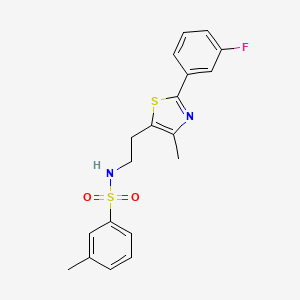 molecular formula C19H19FN2O2S2 B2870250 N-{2-[2-(3-fluorophenyl)-4-methyl-1,3-thiazol-5-yl]ethyl}-3-methylbenzene-1-sulfonamide CAS No. 946375-15-1