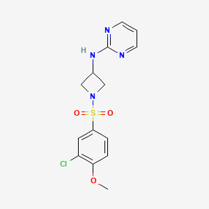 molecular formula C14H15ClN4O3S B2870304 N-(1-((3-chloro-4-methoxyphenyl)sulfonyl)azetidin-3-yl)pyrimidin-2-amine CAS No. 2034421-40-2