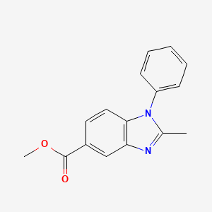 molecular formula C16H14N2O2 B2870307 Methyl 2-methyl-1-phenyl-1,3-benzodiazole-5-carboxylate CAS No. 299927-10-9