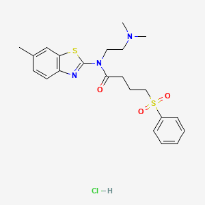 molecular formula C22H28ClN3O3S2 B2870312 4-(BENZENESULFONYL)-N-[2-(DIMETHYLAMINO)ETHYL]-N-(6-METHYL-1,3-BENZOTHIAZOL-2-YL)BUTANAMIDE HYDROCHLORIDE CAS No. 1216482-17-5