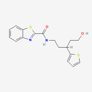 molecular formula C17H18N2O2S2 B2870315 N-(5-hydroxy-3-(thiophen-2-yl)pentyl)benzo[d]thiazole-2-carboxamide CAS No. 2034510-07-9