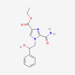 molecular formula C15H17N3O4 B2870318 ethyl 2-carbamoyl-1-(2-hydroxy-2-phenylethyl)-1H-imidazole-4-carboxylate CAS No. 2061148-72-7