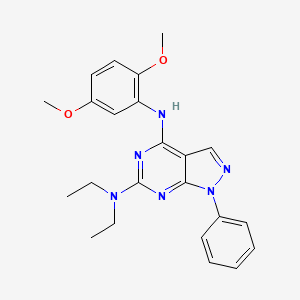molecular formula C23H26N6O2 B2870322 N4-(2,5-dimethoxyphenyl)-N6,N6-diethyl-1-phenyl-1H-pyrazolo[3,4-d]pyrimidine-4,6-diamine CAS No. 946349-44-6