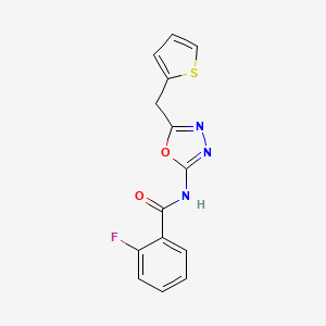 2-fluoro-N-(5-(thiophen-2-ylmethyl)-1,3,4-oxadiazol-2-yl)benzamide