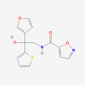 N-(2-(furan-3-yl)-2-hydroxy-2-(thiophen-2-yl)ethyl)isoxazole-5-carboxamide