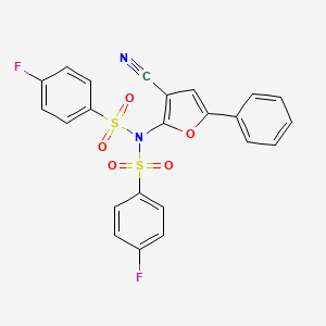 molecular formula C23H14F2N2O5S2 B2870368 N-(3-cyano-5-phenyl-2-furyl)-4-fluoro-N-[(4-fluorophenyl)sulfonyl]benzenesulfonamide CAS No. 478045-58-8