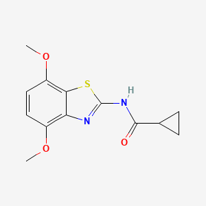 molecular formula C13H14N2O3S B2870488 N-(4,7-dimethoxy-1,3-benzothiazol-2-yl)cyclopropanecarboxamide CAS No. 868230-71-1