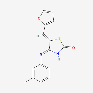 molecular formula C15H12N2O2S B2870495 (4Z,5Z)-5-[(furan-2-yl)methylidene]-4-[(3-methylphenyl)imino]-1,3-thiazolidin-2-one CAS No. 1164488-74-7