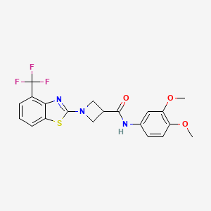 molecular formula C20H18F3N3O3S B2870513 N-(3,4-dimethoxyphenyl)-1-[4-(trifluoromethyl)-1,3-benzothiazol-2-yl]azetidine-3-carboxamide CAS No. 1396886-70-6