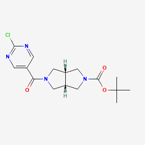 molecular formula C16H21ClN4O3 B2870539 Tert-butyl (3aS,6aR)-2-(2-chloropyrimidine-5-carbonyl)-1,3,3a,4,6,6a-hexahydropyrrolo[3,4-c]pyrrole-5-carboxylate CAS No. 2402789-74-4