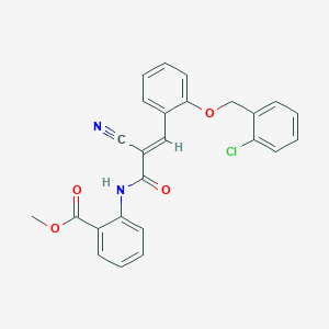 molecular formula C25H19ClN2O4 B2870544 METHYL 2-[((E)-3-{2-[(2-CHLOROBENZYL)OXY]PHENYL}-2-CYANO-2-PROPENOYL)AMINO]BENZOATE CAS No. 380477-56-5