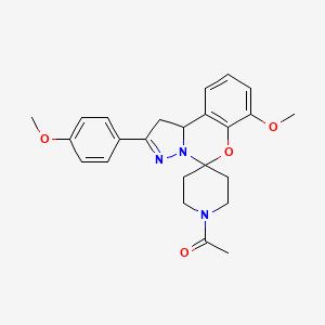 B2870547 1-(7-Methoxy-2-(4-methoxyphenyl)-1,10b-dihydrospiro[benzo[e]pyrazolo[1,5-c][1,3]oxazine-5,4'-piperidin]-1'-yl)ethanone CAS No. 893791-23-6