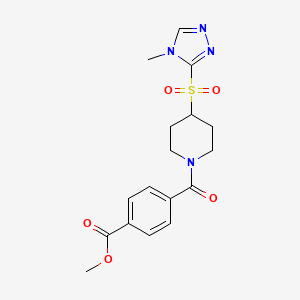 molecular formula C17H20N4O5S B2870579 methyl 4-(4-((4-methyl-4H-1,2,4-triazol-3-yl)sulfonyl)piperidine-1-carbonyl)benzoate CAS No. 1448063-04-4
