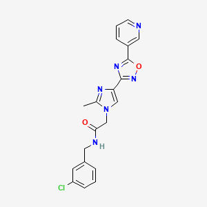 molecular formula C20H17ClN6O2 B2870593 N-[(3-chlorophenyl)methyl]-2-{2-methyl-4-[5-(pyridin-3-yl)-1,2,4-oxadiazol-3-yl]-1H-imidazol-1-yl}acetamide CAS No. 1251631-12-5