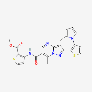molecular formula C24H21N5O3S2 B2870612 methyl 3-[({2-[3-(2,5-dimethyl-1H-pyrrol-1-yl)-2-thienyl]-7-methylpyrazolo[1,5-a]pyrimidin-6-yl}carbonyl)amino]-2-thiophenecarboxylate CAS No. 692738-13-9