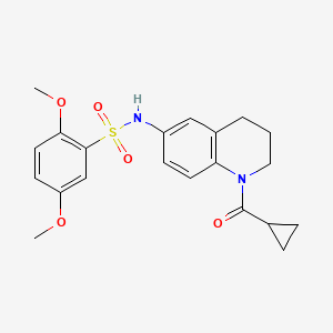 molecular formula C21H24N2O5S B2870632 N-(1-cyclopropanecarbonyl-1,2,3,4-tetrahydroquinolin-6-yl)-2,5-dimethoxybenzene-1-sulfonamide CAS No. 932502-56-2