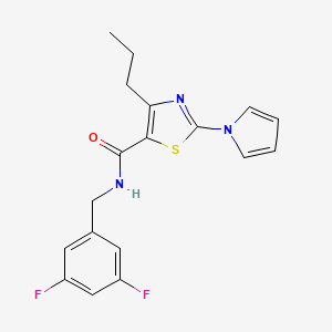 molecular formula C18H17F2N3OS B2870645 N-[(3,5-difluorophenyl)methyl]-4-propyl-2-(1H-pyrrol-1-yl)-1,3-thiazole-5-carboxamide CAS No. 1243093-76-6