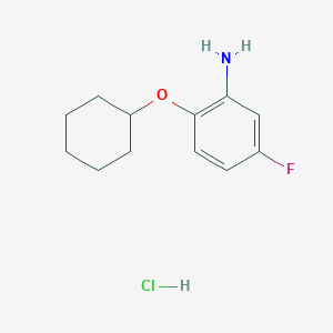 molecular formula C12H17ClFNO B2870697 2-(cyclohexyloxy)-5-fluoroaniline hydrochloride CAS No. 2402829-14-3