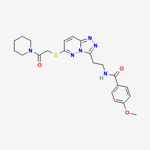 B2870738 4-methoxy-N-(2-(6-((2-oxo-2-(piperidin-1-yl)ethyl)thio)-[1,2,4]triazolo[4,3-b]pyridazin-3-yl)ethyl)benzamide CAS No. 872995-45-4