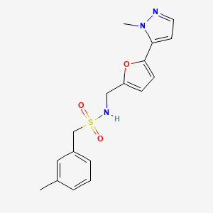 molecular formula C17H19N3O3S B2870742 N-{[5-(1-methyl-1H-pyrazol-5-yl)furan-2-yl]methyl}-1-(3-methylphenyl)methanesulfonamide CAS No. 2415472-69-2