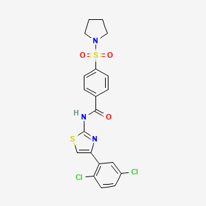molecular formula C20H17Cl2N3O3S2 B2870773 N-(4-(2,5-dichlorophenyl)thiazol-2-yl)-4-(pyrrolidin-1-ylsulfonyl)benzamide CAS No. 361160-24-9