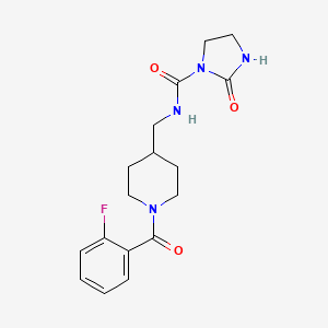 molecular formula C17H21FN4O3 B2870853 N-((1-(2-fluorobenzoyl)piperidin-4-yl)methyl)-2-oxoimidazolidine-1-carboxamide CAS No. 1797309-16-0