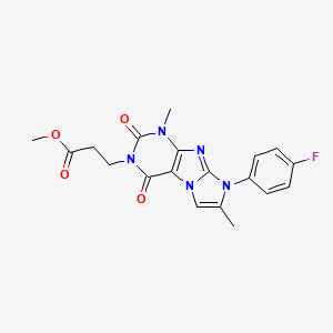 molecular formula C19H18FN5O4 B2870863 Methyl 3-[6-(4-fluorophenyl)-4,7-dimethyl-1,3-dioxopurino[7,8-a]imidazol-2-yl]propanoate CAS No. 900258-80-2