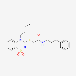 B2870872 2-((4-butyl-1,1-dioxido-4H-benzo[e][1,2,4]thiadiazin-3-yl)thio)-N-(3-phenylpropyl)acetamide CAS No. 893790-26-6