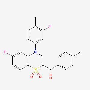 molecular formula C23H17F2NO3S B2870877 [6-fluoro-4-(3-fluoro-4-methylphenyl)-1,1-dioxido-4H-1,4-benzothiazin-2-yl](4-methylphenyl)methanone CAS No. 1114872-28-4