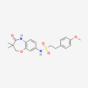 molecular formula C20H24N2O5S B2870908 N-(3,3-dimethyl-4-oxo-2,3,4,5-tetrahydrobenzo[b][1,4]oxazepin-8-yl)-2-(4-methoxyphenyl)ethanesulfonamide CAS No. 922022-20-6