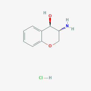 molecular formula C9H12ClNO2 B2870942 rac-(3R,4R)-3-amino-3,4-dihydro-2H-1-benzopyran-4-ol hydrochloride, trans CAS No. 2413848-90-3