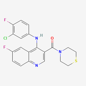 molecular formula C20H16ClF2N3OS B2870945 N-(3-CHLORO-4-FLUOROPHENYL)-6-FLUORO-3-(THIOMORPHOLINE-4-CARBONYL)QUINOLIN-4-AMINE CAS No. 1357967-58-8