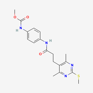 molecular formula C18H22N4O3S B2871037 methyl N-(4-{3-[4,6-dimethyl-2-(methylsulfanyl)pyrimidin-5-yl]propanamido}phenyl)carbamate CAS No. 1280960-06-6
