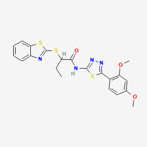 molecular formula C21H20N4O3S3 B2871042 2-(1,3-benzothiazol-2-ylsulfanyl)-N-[5-(2,4-dimethoxyphenyl)-1,3,4-thiadiazol-2-yl]butanamide CAS No. 394239-03-3