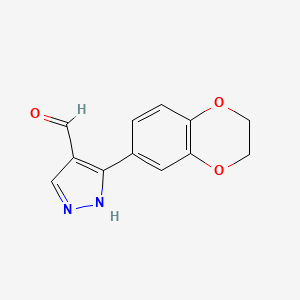 molecular formula C12H10N2O3 B2871088 3-(2,3-dihydro-1,4-benzodioxin-6-yl)-1H-pyrazole-4-carbaldehyde CAS No. 1006482-46-7