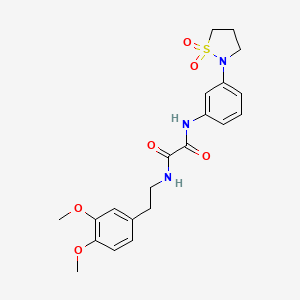 molecular formula C21H25N3O6S B2871092 N1-(3,4-dimethoxyphenethyl)-N2-(3-(1,1-dioxidoisothiazolidin-2-yl)phenyl)oxalamide CAS No. 1105246-73-8
