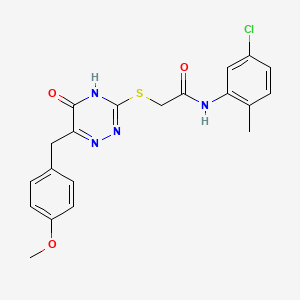 molecular formula C20H19ClN4O3S B2871111 N-(5-chloro-2-methylphenyl)-2-{[6-(4-methoxybenzyl)-5-oxo-4,5-dihydro-1,2,4-triazin-3-yl]sulfanyl}acetamide CAS No. 898624-28-7