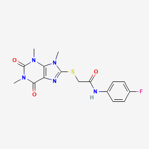 molecular formula C16H16FN5O3S B2871218 N-(4-fluorophenyl)-2-[(1,3,9-trimethyl-2,6-dioxo-2,3,6,9-tetrahydro-1H-purin-8-yl)sulfanyl]acetamide CAS No. 897453-42-8